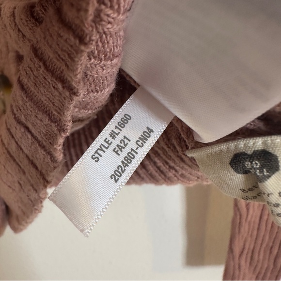 Madewell faded mauve shrunken ribbed cardigan sweater - Picture 4 of 5